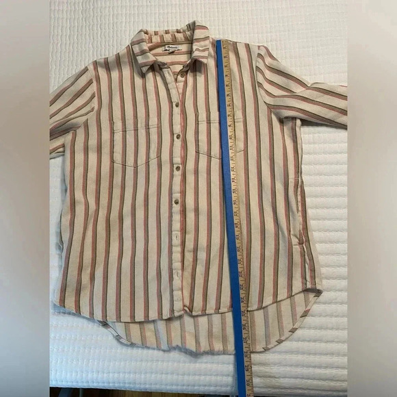 Madewell Flannel Sunday Shirt in Claxton Stripe size M - Picture 6 of 11